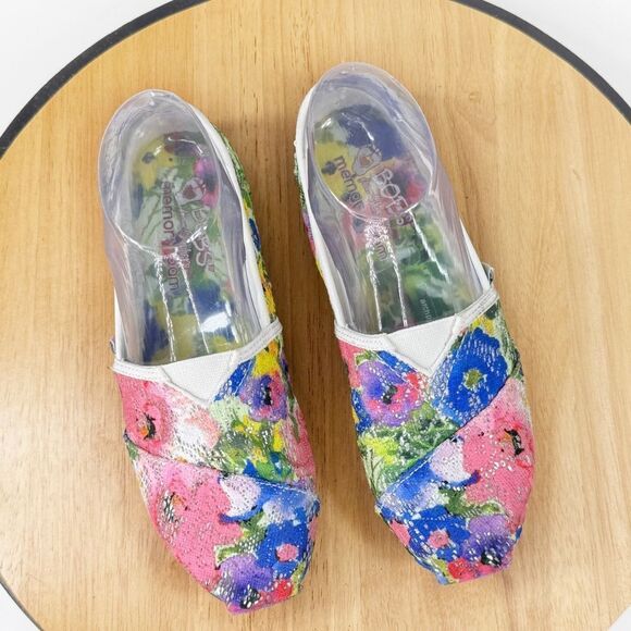 BOBS by Skechers Colorful Floral Mesh Sequin Slip On Flats Shoes Multicolor 6 - Picture 4 of 10